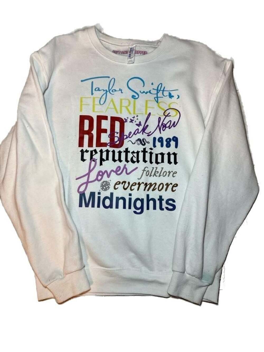 Cut and Cropped Taylor Swift Eras Album‎ Names Graphic Sweatshirt